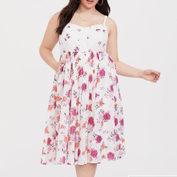 torrid Dresses & Skirts - TORRID WHITE FLORAL MIDI DRESS NWT 4X